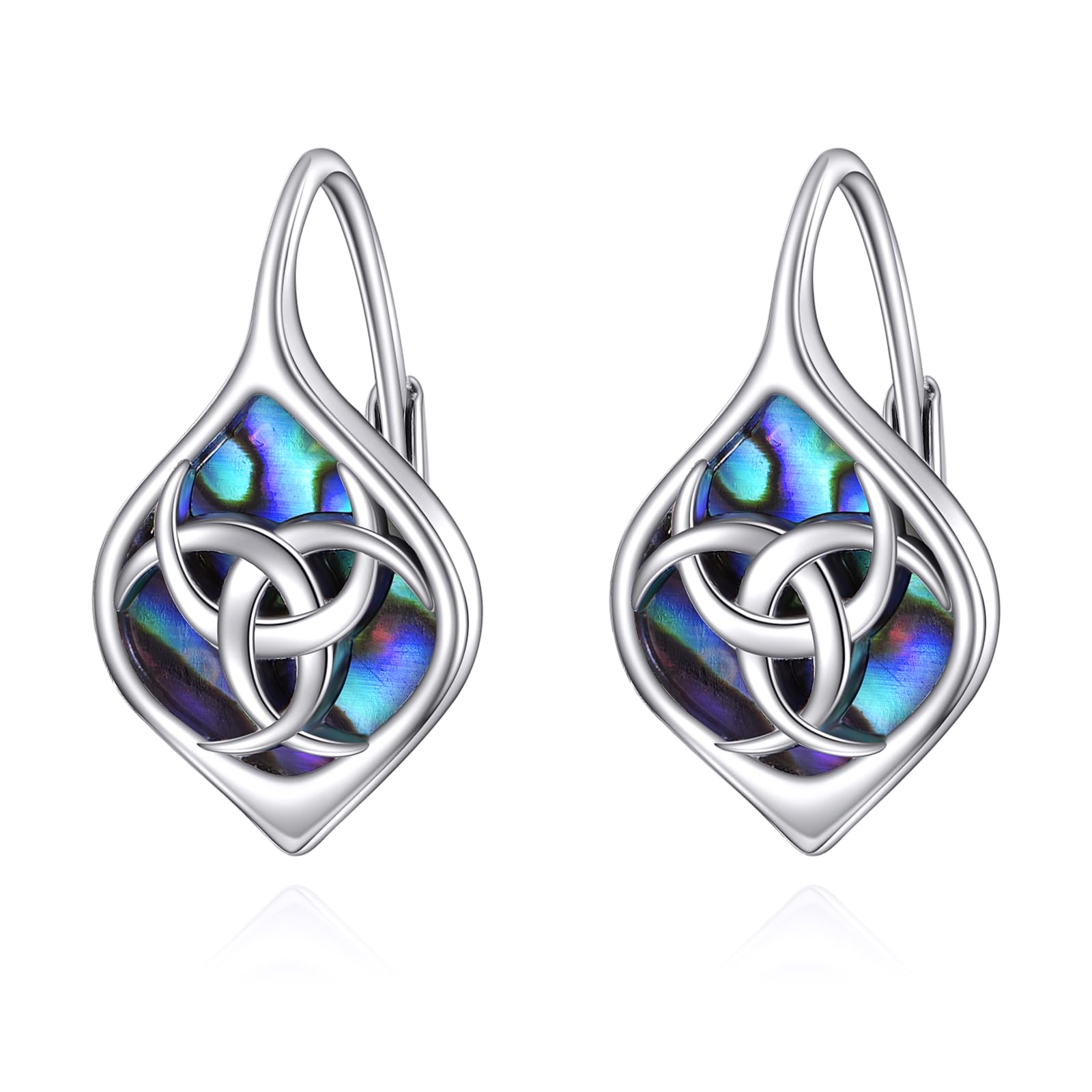 Keltische Ohrringe Damen 925 Sterling Silber Keltisches Knoten Creolen Ohrringe Abalone Muschel Schmuck Geschenk