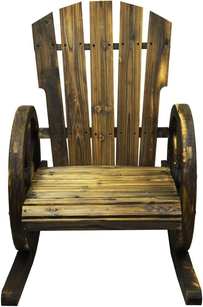 WATSONS CARTWHEEL Burntwood Solid Wood Garden Rocking Chair Seat