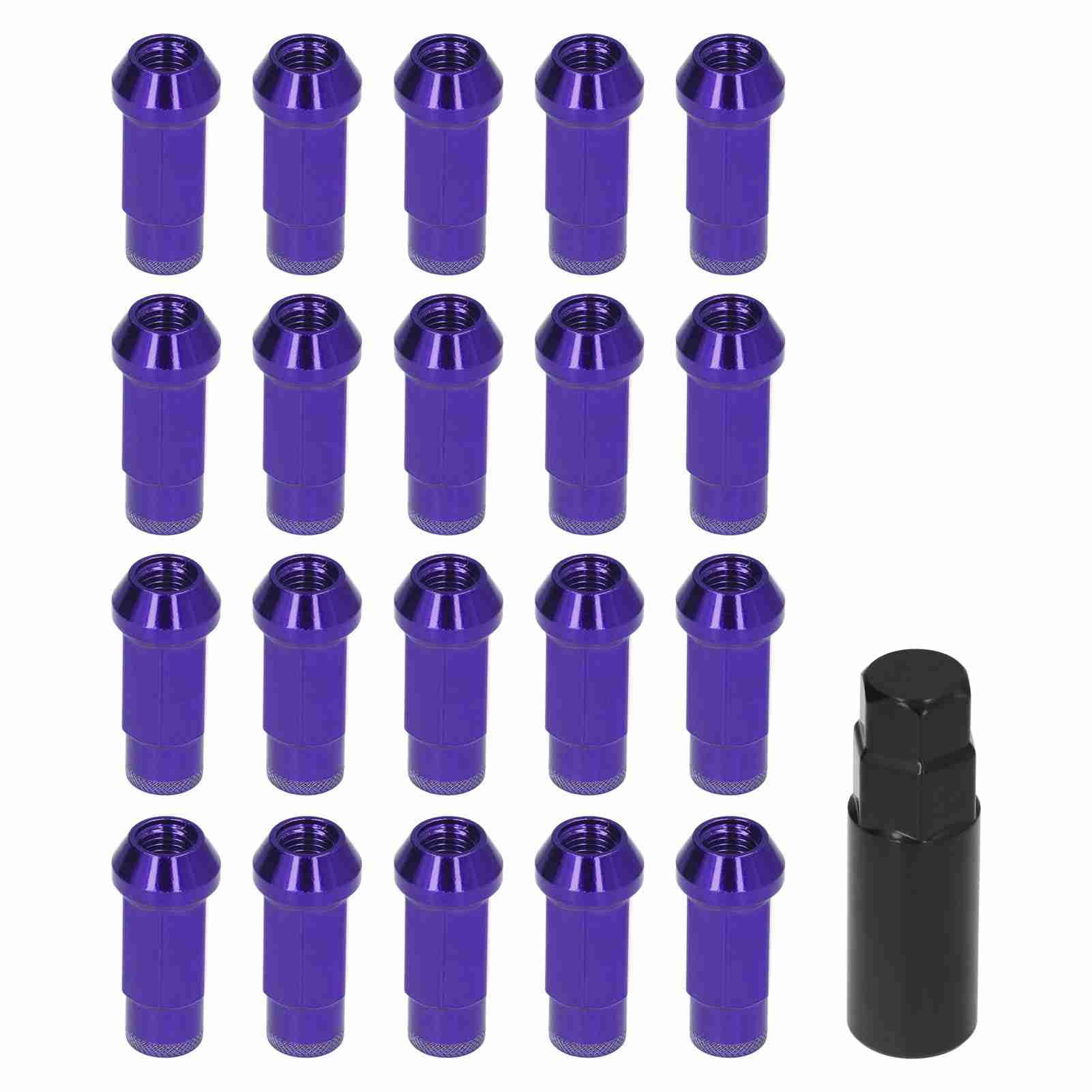 Pernos de Rueda, 20 Piezas M12x1.5 Tuercas de Rueda Juego de Piezas de Accesorios de Rueda con Llave de Vaso Reemplazo de Alta Dureza para Focus(Púrpura)