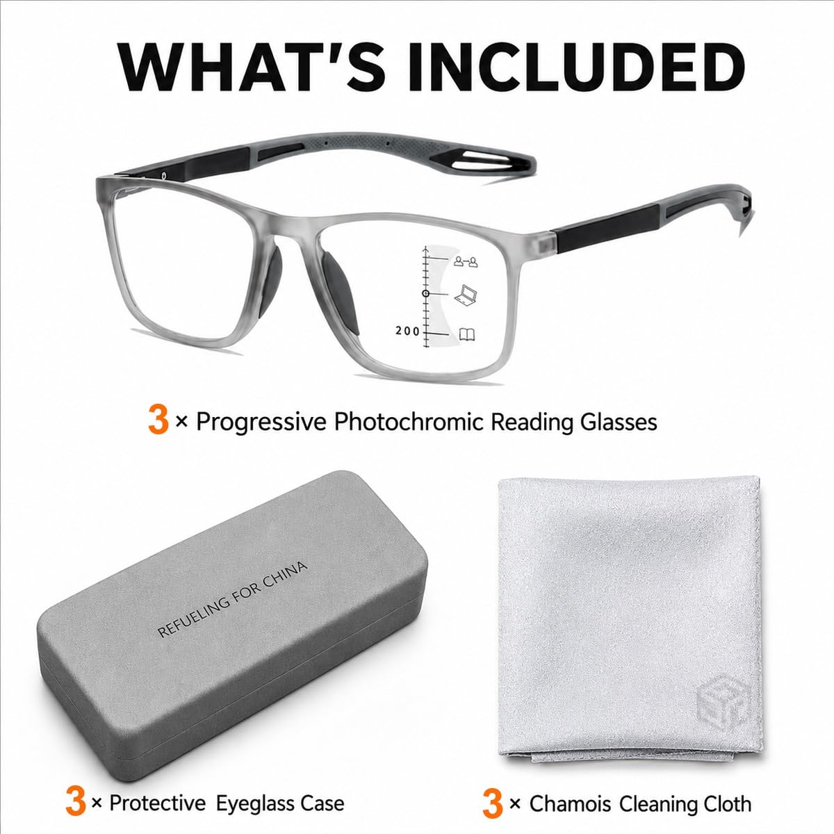 Generisch 3er-Pack Progressive Multifokus Lesebrille Damen Herren, Selbsttönende Sonnenlesebrille, Blaulichtfilter, Federscharnier TR90