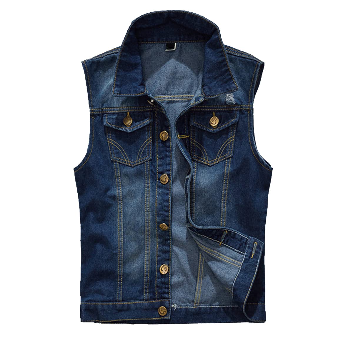 Kelmon Giacca Denim Uomo Gilet per Vintage Strappato Gilet di Jeans da Uomo Senza Maniche Giacca Jeans Capispalla