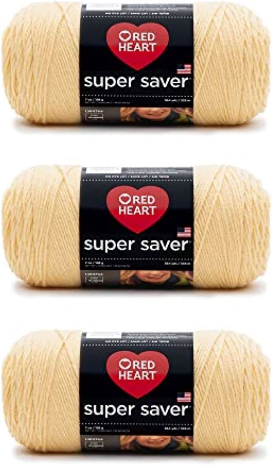 Red Heart Super Saver Yarn for Crocheting &amp; Knitting, Cornmeal, 3-Pack