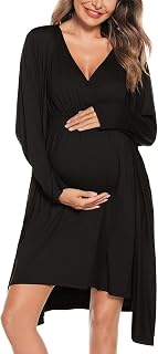 SWOMOG Women Maternity Nursing Gown and Robe Set 3 in 1 Labor Delivery Nursing Nightgown for Breastfeeding Hospital Bathrobe Price In India