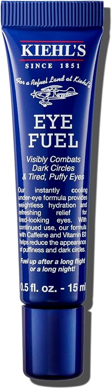 Kiehl's - Facial Fuel Eye Cream - Reduces Dark Circles - 0.5 fl oz | Men's Eye Treatment for Puffiness Reduction - With Caffeine Formula - Instant Cooling Effect for Energized Eyes