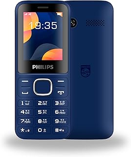 Philips All-New E2104 Dual Sim keypad Phone (with Voice Talker Feature) | Loud 2030mm Speaker |Long Lasting Battery | Projector Torch | Wireless FM | Digital Camera | Type C Charging (Blue)