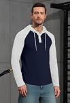 KUYIGO Pantalon à capuche homme manches longues Gym Pullover Sweatshirt à capuchon à capuchon avec manches contrastées, cordon de serrage et col bouton pour la gym, le voyage ou l'usure quotidienne décontractée