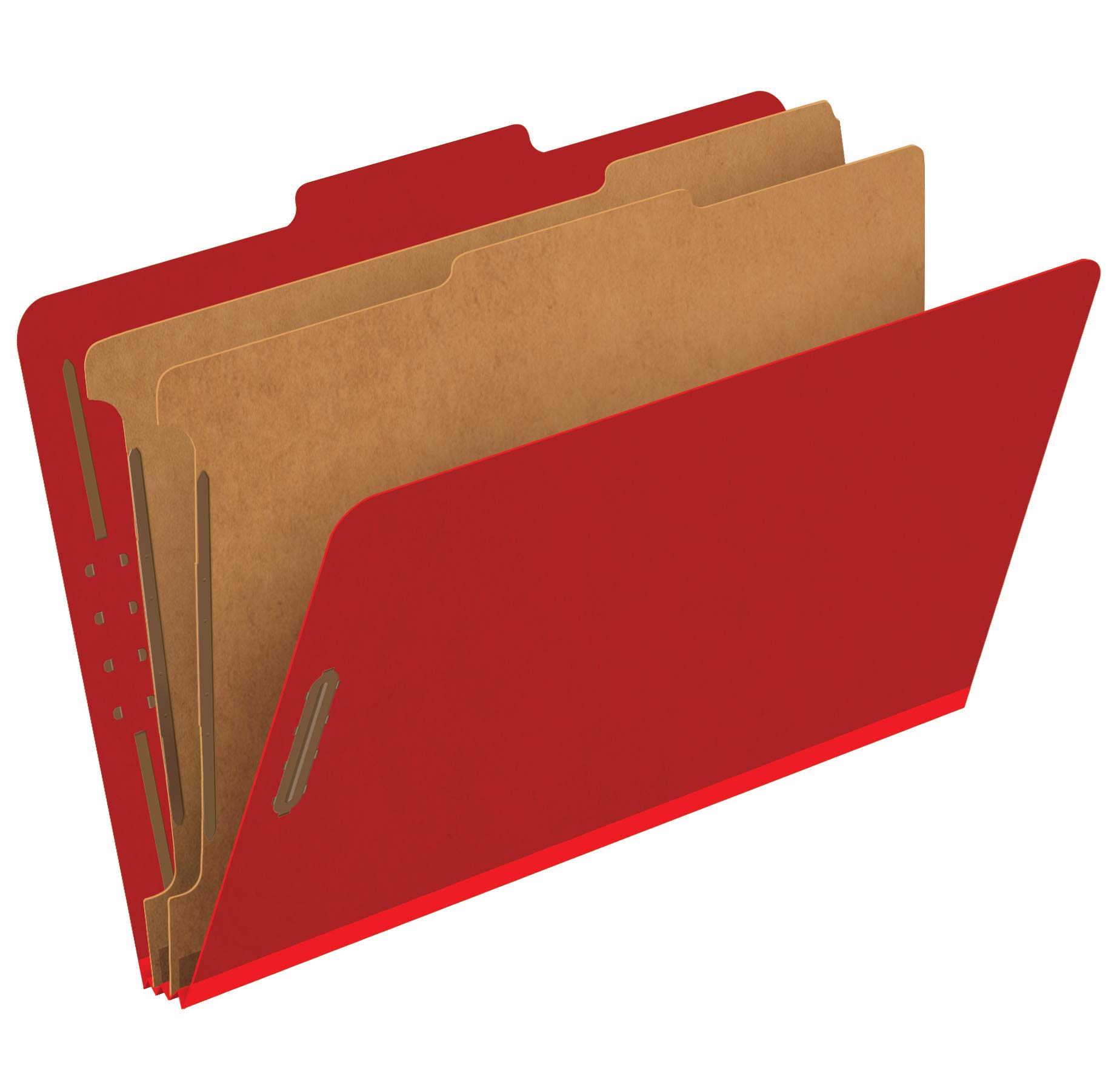 Pendaflex Classification Folders, Standard, 2 Dividers, Embedded Fasteners, 2/5 Cut Tab, Bright Red, Legal Size, 10/BX (29031P)