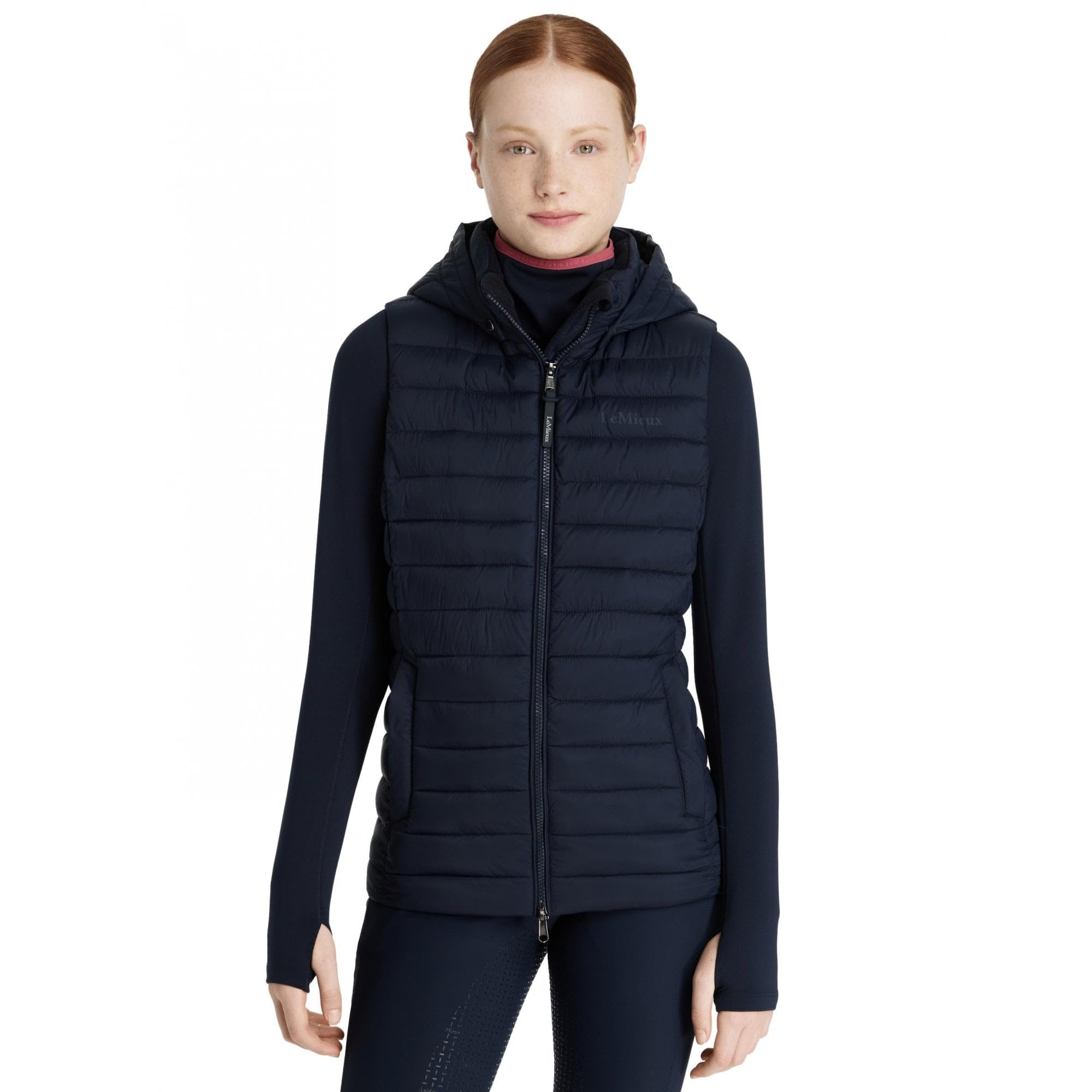 Lemieux Navy Young Rider Ruby Puffer Gilet - Water Resistant - Detachable Hood - Two-Way Front Zip - 13-14Years