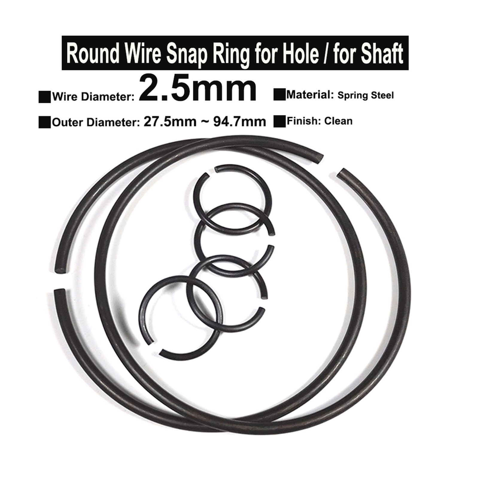 Retain Ring, Ext, Dia 5/16 in, PK100