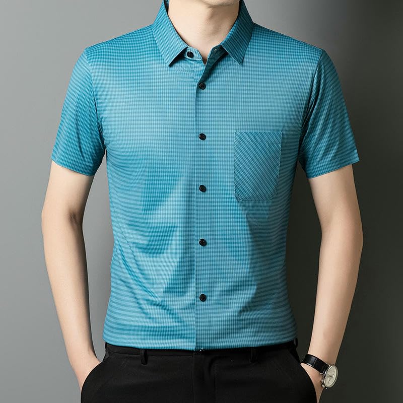 Chemise d'été à manches courtes pour homme rayée et fluide