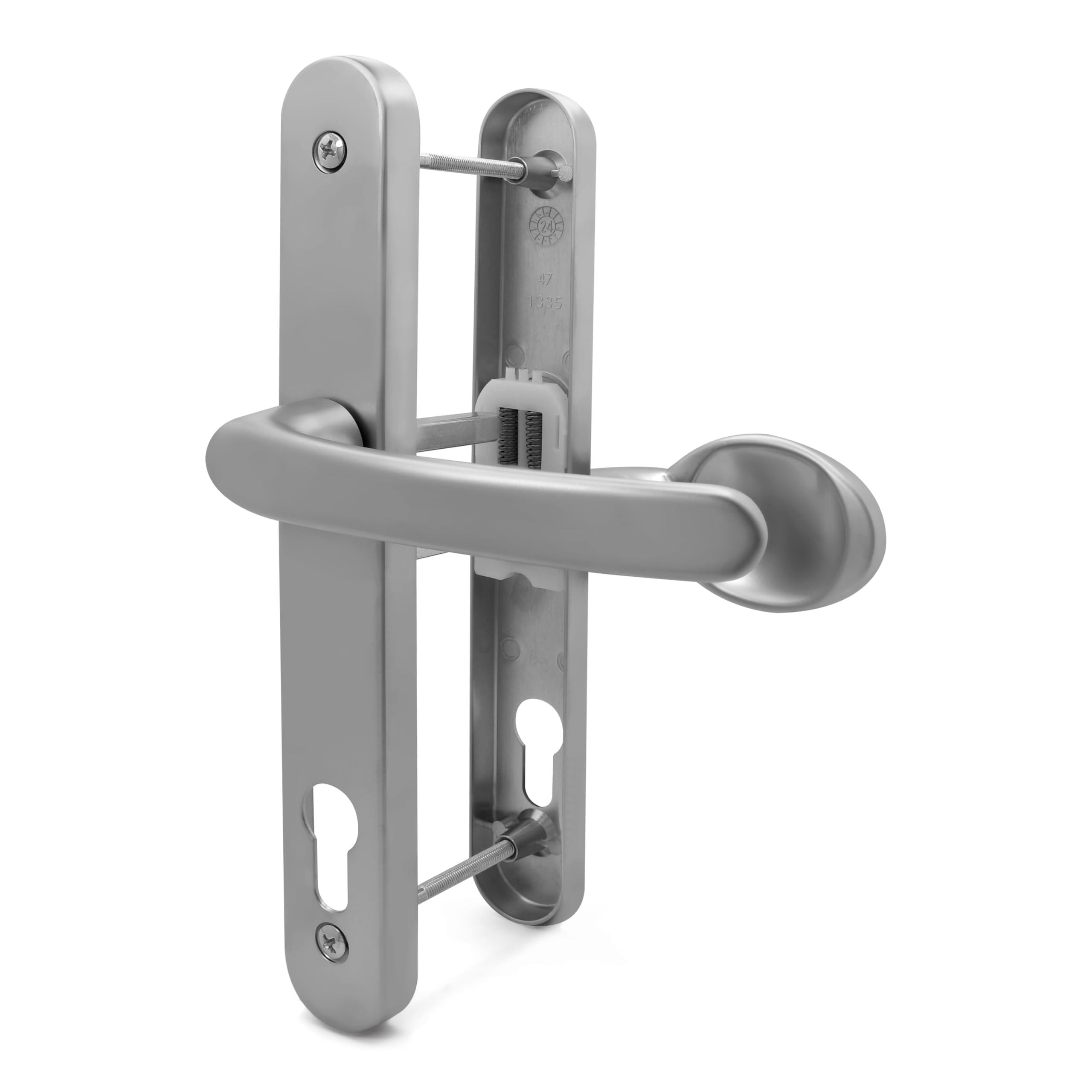 TSS UPVC Door Handle Pair Set including Offset Lever and Pad, 95/65mm PZ Centres (Internal = 95mm / External 65mm), Sprung