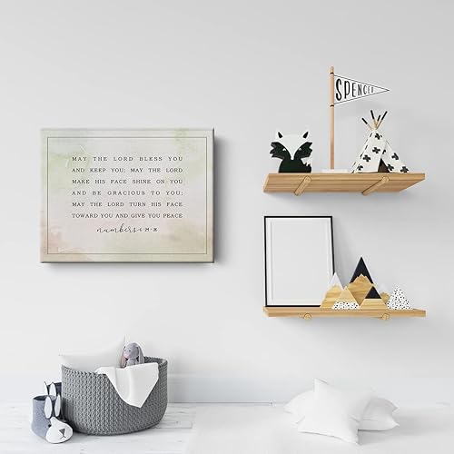 Miniatura 5 de Lienzo de acuarela con versículo bíblico para decoración de pared con texto en inglés May the Lord Bless You and Keep You (May the Lord Bless You