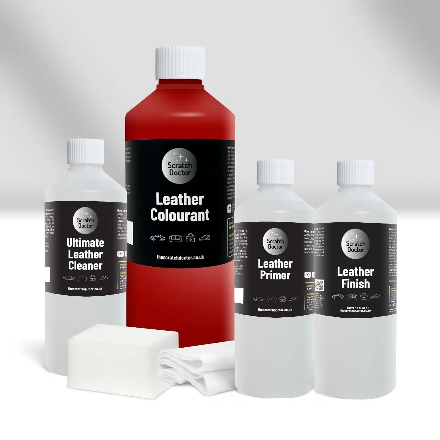 The Scratch Doctor Leather Recolouring Kit for Furniture & Car Seats | Clean, Dye & Protect | Includes Cleaner, Primer, Dye & Sealant (Dark Grey, 1000ml) — view 27