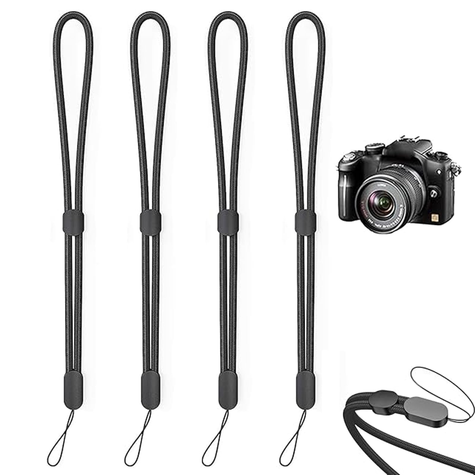 Mzoyouro Men's No 4 Pcs Adjustable Hand Wrist Strap Lanyard, Black Hand Wrist Strap Lanyards Nylon Wrist, Lanyard For Wo, For Camera, Keychain, Wallet, Usb Flash Drive