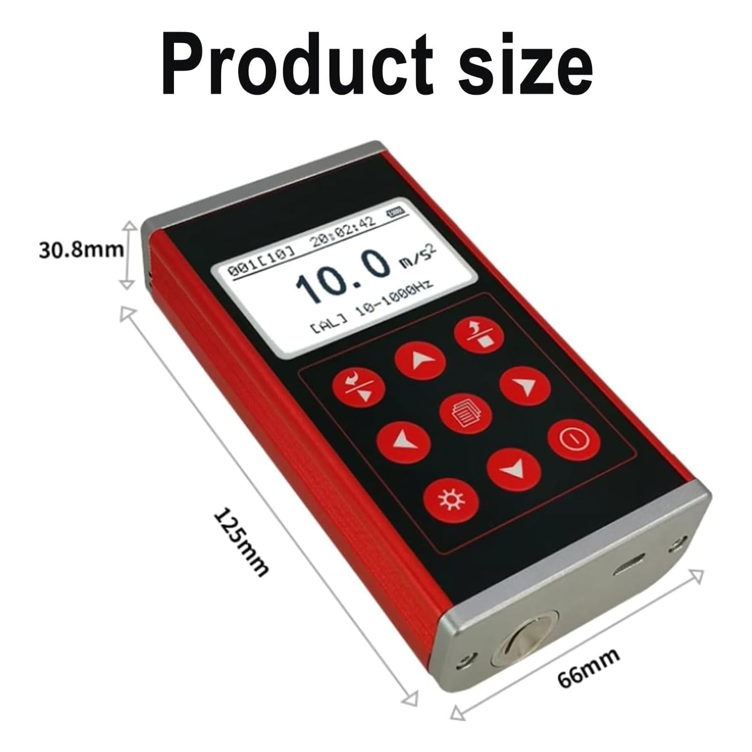 JOSBY Analizador de Vibraciones Digital portátil con Pantalla LCD, Rango de medición de 0,1 a 199,9 m/s², Velocidad de 180 a 60 000 RPM, sonda Sensible para detección de Fallos mecánicos