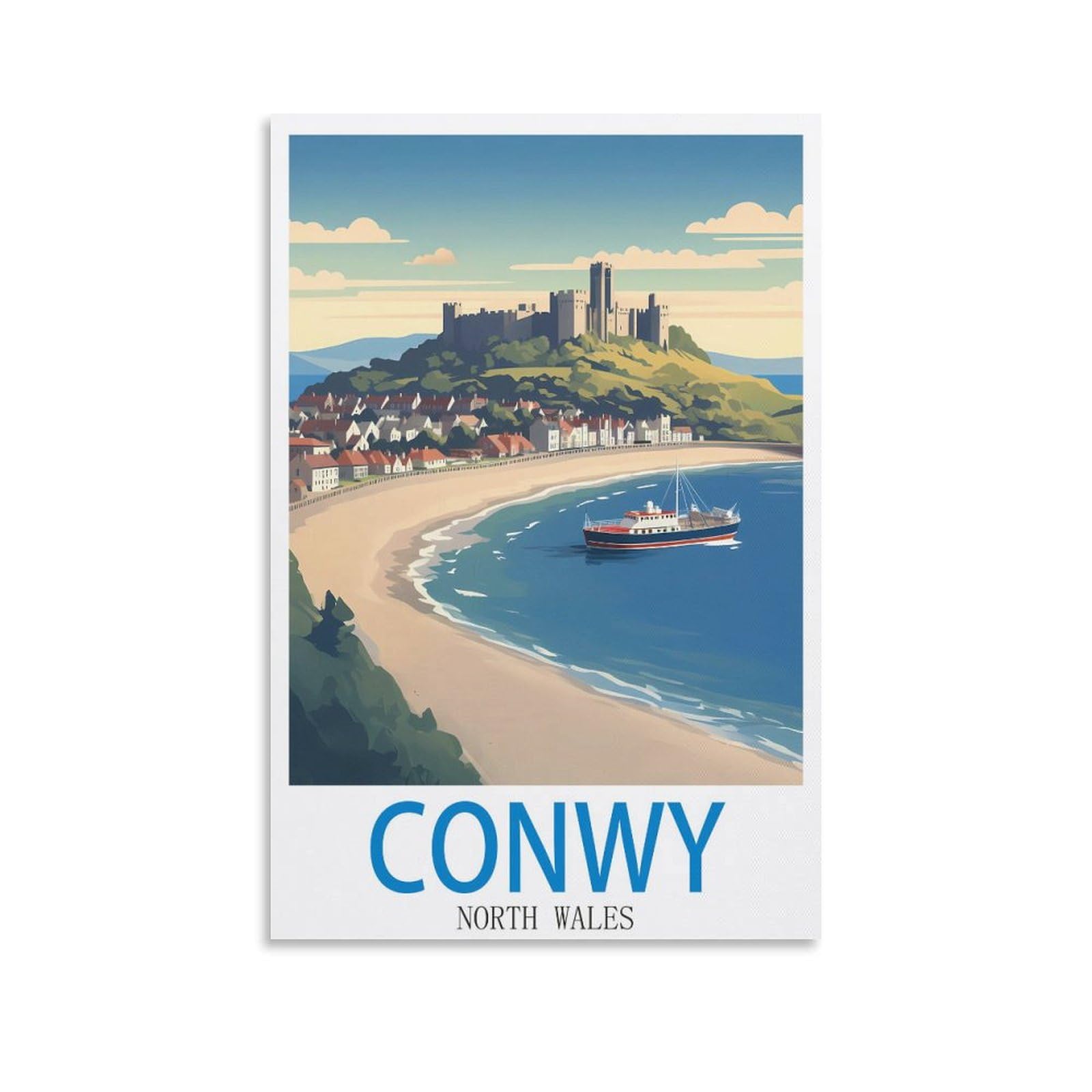 EZMLFA 5D DIY Diamond Painting Kit,Conwy North Wales Diamond Art Kits for Beginner,Gem Art Kits Round Drill for Home Wall Decor Gifts 50x60cm