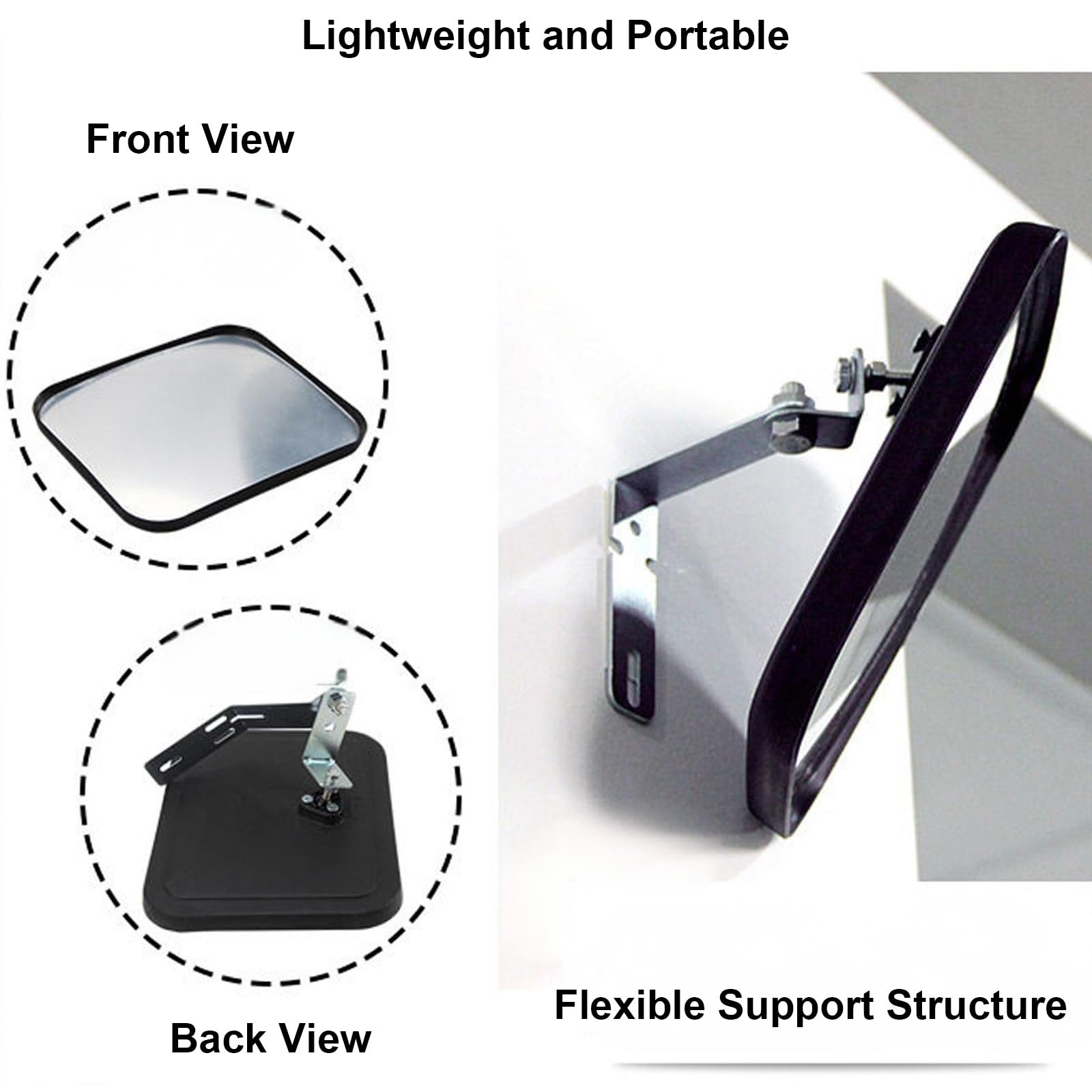 Espejo Curvo de Seguridad, Espejo Convexo Acrílico de Gran Angular, Espejo Parabólico para Dormitorio, Soporte Ajustable para Vigilancia en Garaje, Almacén y Oficina(20 * 24cm/8 * 9in)