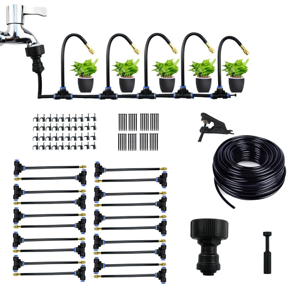 Irrigazione Automatica Per Giardino, Irrigazione Automatica, Kit Irrigazione Goccia, Ugello Universale Regolabile, Sistema Di Nebbia Di Irrigazione Goccia Da Giardino (C)