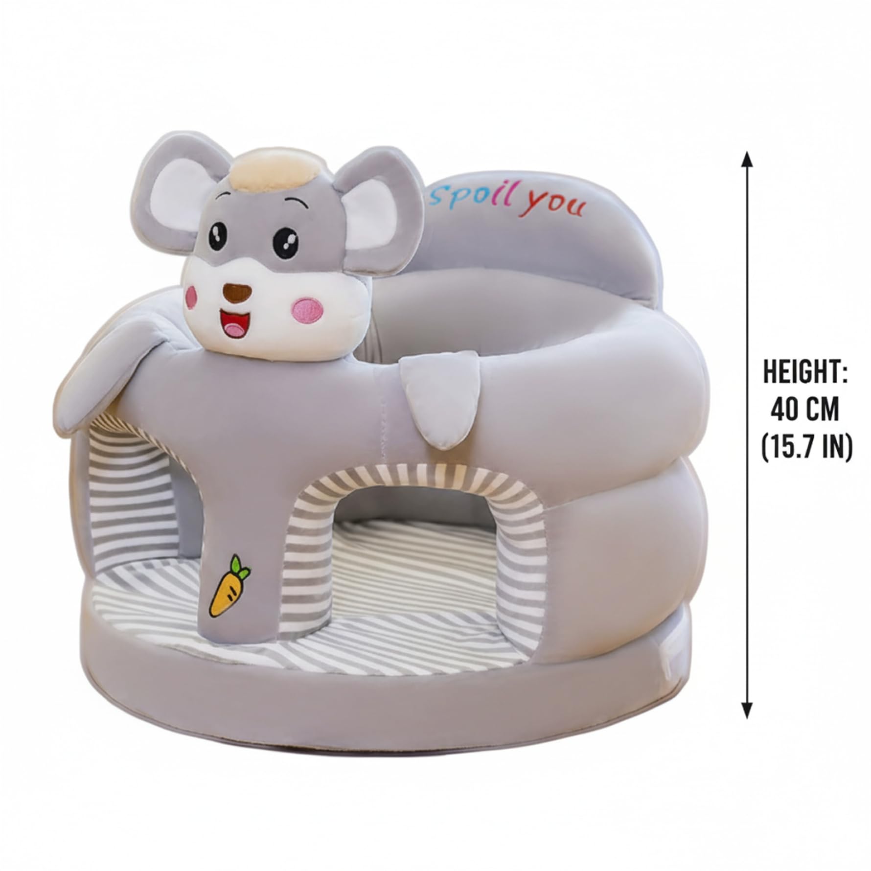 Babysitze für Kleinkinder zum Sitzen, Sitzstuhl für Babys, entzückender Sitzstuhl für Kleinkinder im Elefanten-Design mit ergonomischer Unterstützung für Sitzübungen, weicher Plüsch-Bodensitz, Grau