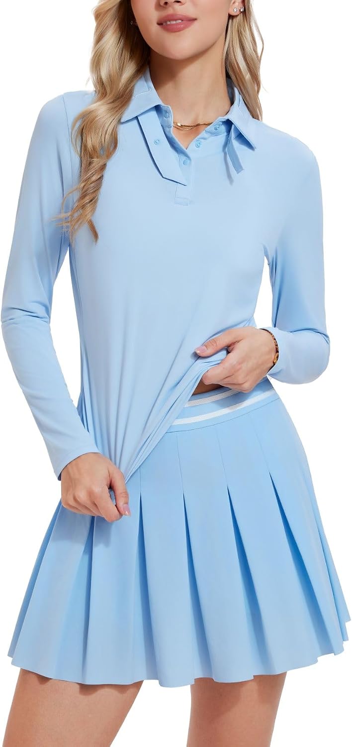 AFZ Two Piece Tennis Skirt Set for Women Cross Polo Collar Golf Dresses Athleisure Summer Vacation Outfits