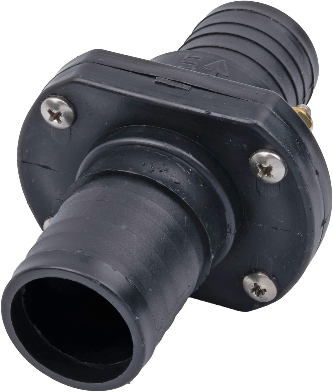 T. H. Marine T-H Marine Double Barb Inline Scupper Check Valve - Fits 1-1/2" Hose, Black
