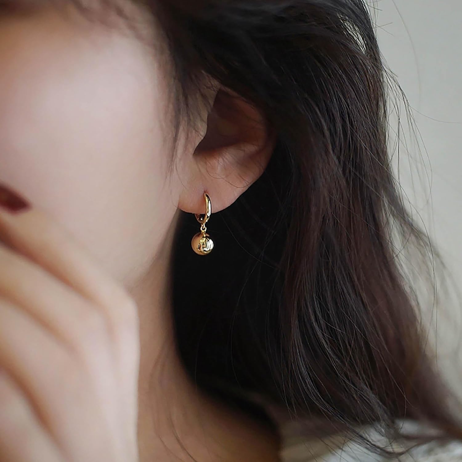 Boho Small Ball Dangle Earrings Gold Hoop Huggie Earrings Round Ball Bead Drop Earring Tiny Polished Balls Earring Jewelry for Women - Image 6