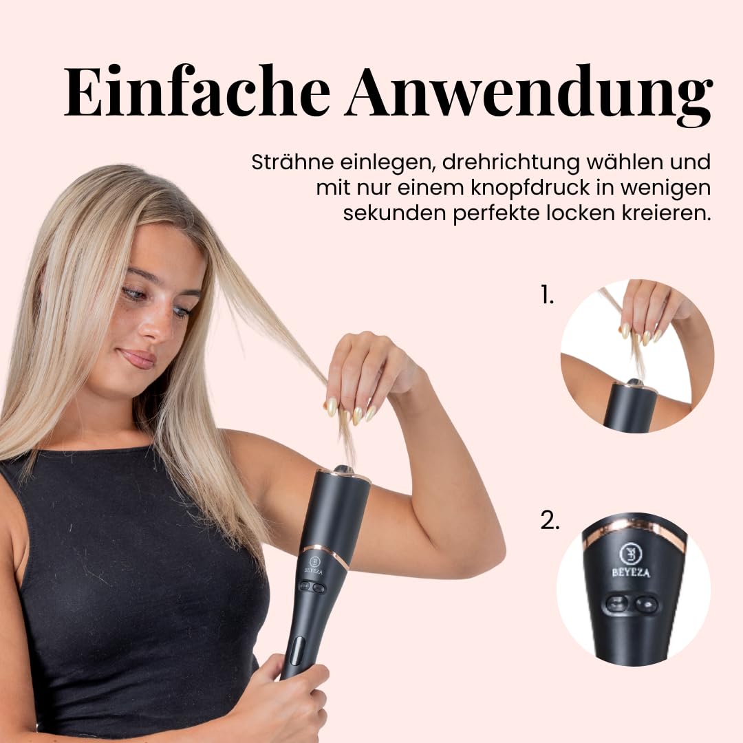 5-in-1 Automatischer Lockenstab – Haarlockenstab mit Keramik-Ionen-Technologie, 2-Wege-Rotation, 6 Temperatureinstellungen, 360°-Drehkabel, Sicherheits-Autoabschaltung