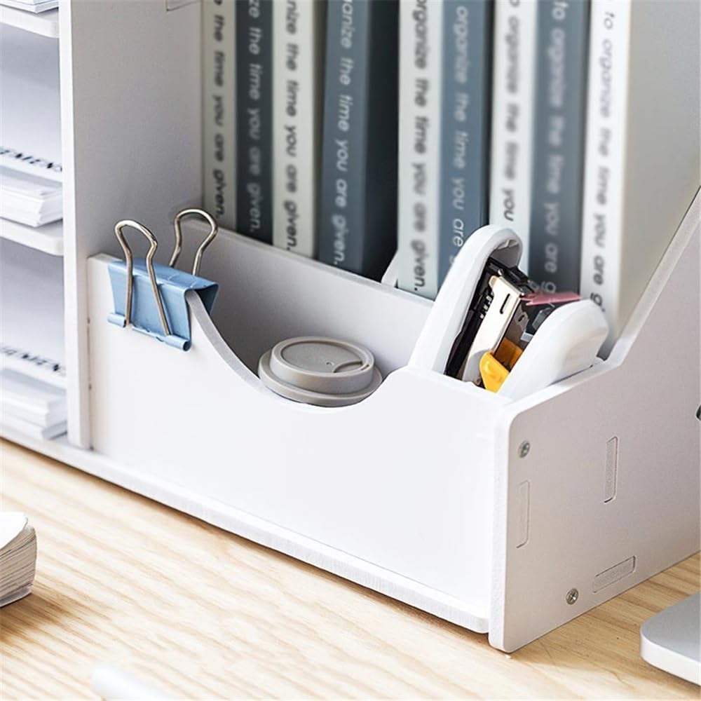 雑誌棚の仕切り、 4段ペーパーレタートレイデスクオーガナイザー（ファイルホルダー付き）ホワイト