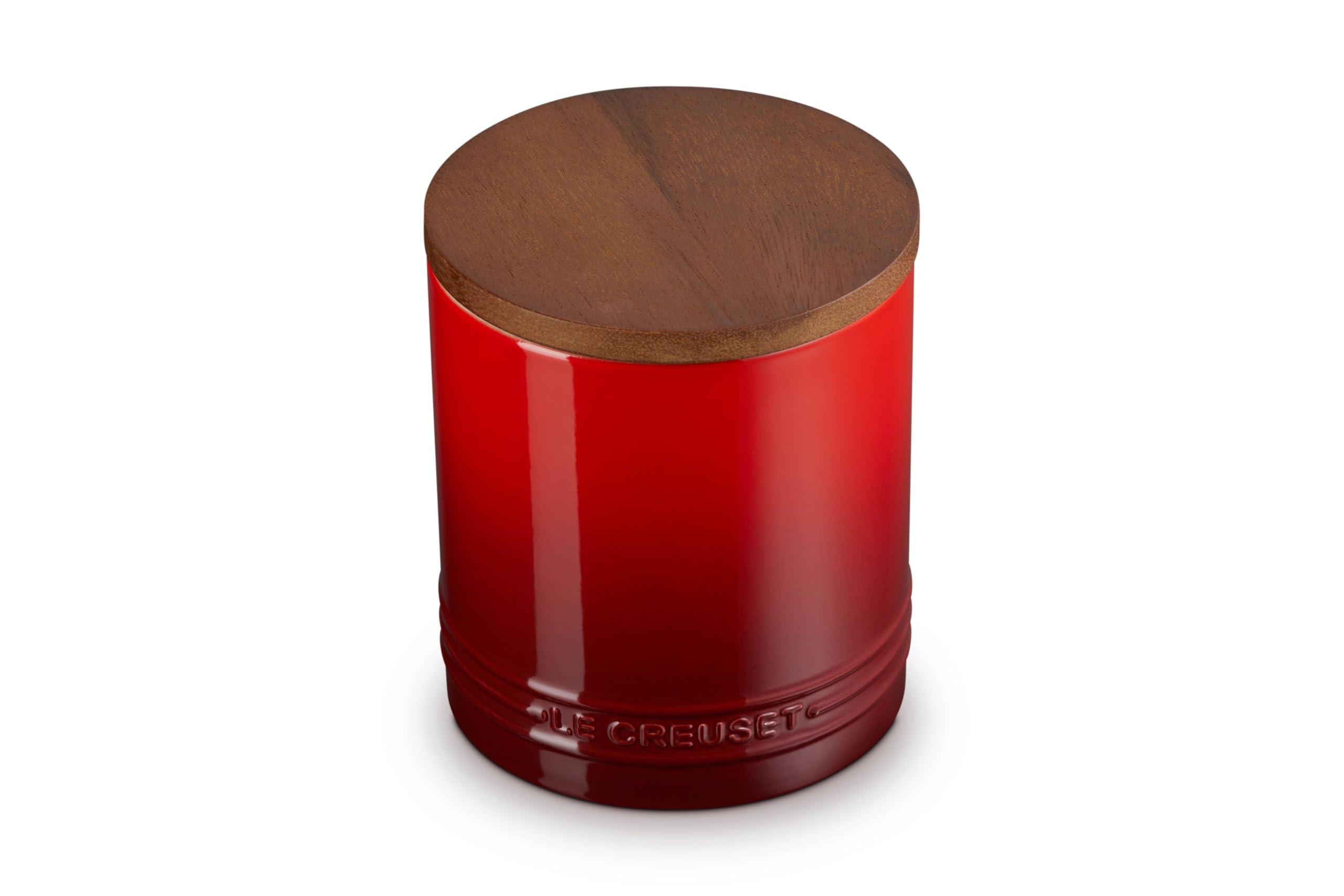 Le Creuset Cerise Signature Salt Cellar And Storage Canister With Wood Lid, 1.2 Qt.,