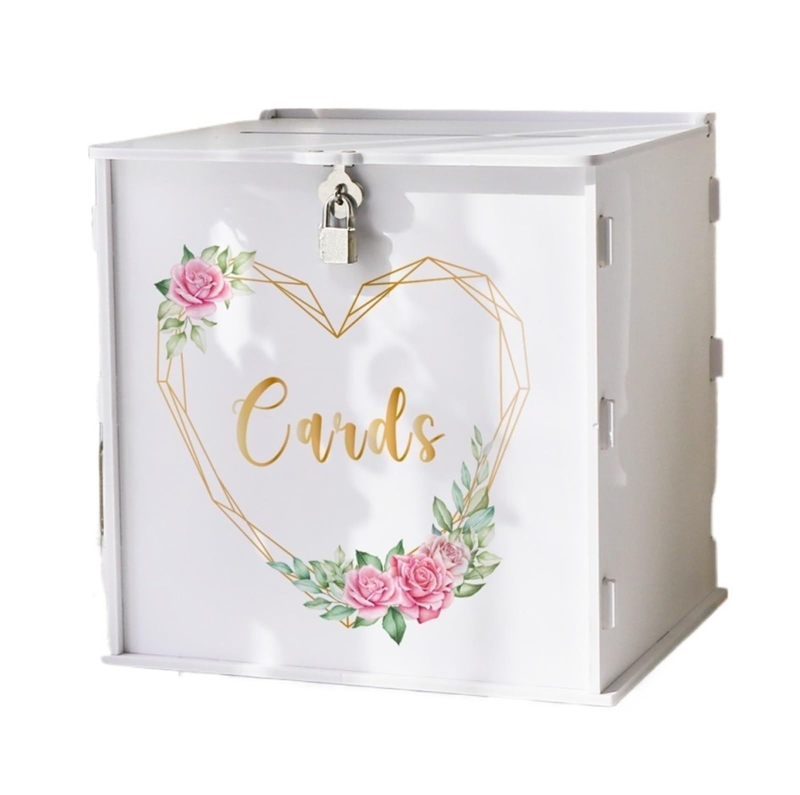 YXINAER Wedding Card Box White Heart Shape Wreath Wedding Card Box, For Receptions, Graduation Ceremonies