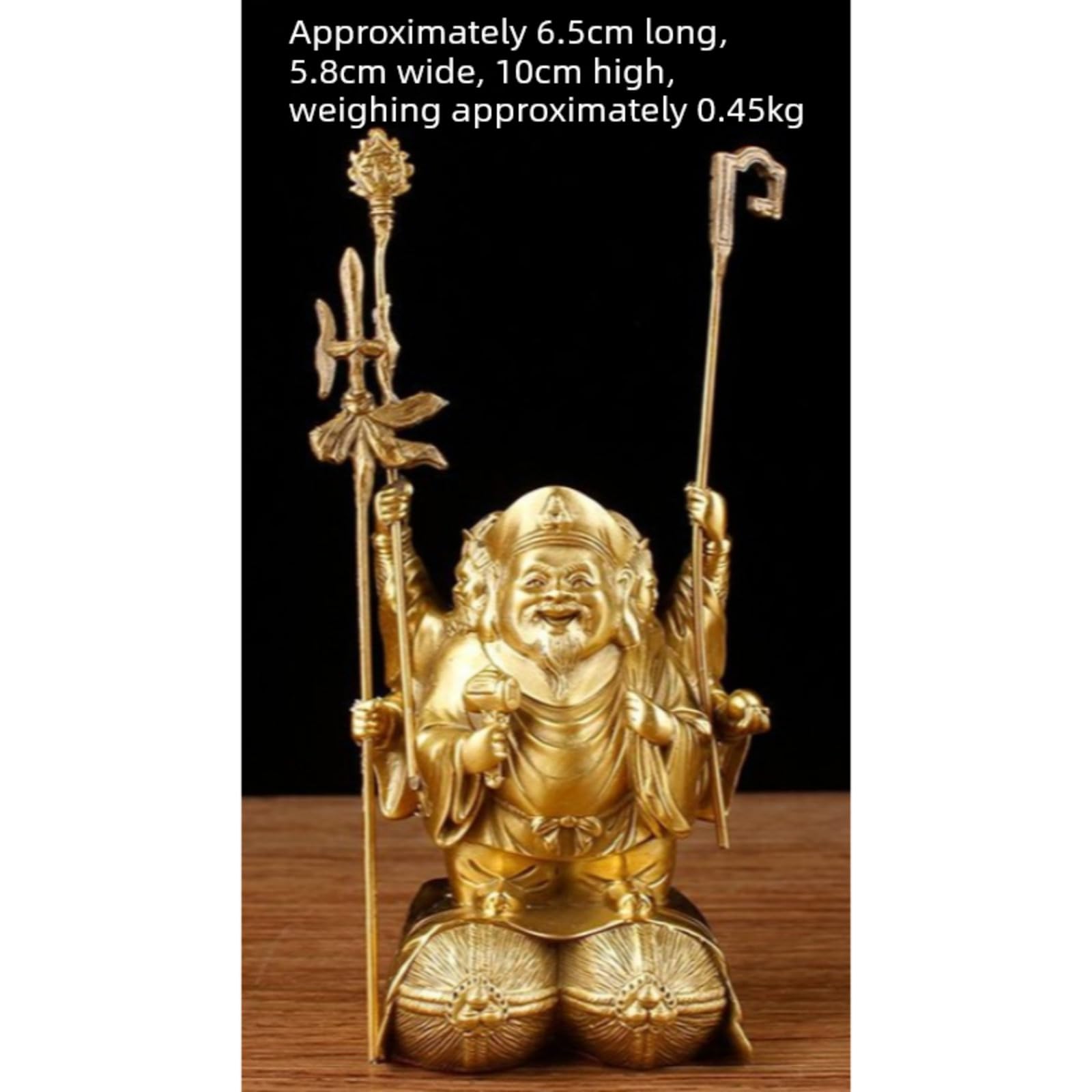 Estatua de Buda del Dios de la Riqueza de cobre puro, 10 cm, decoración de dibujo de dinero de tres caras