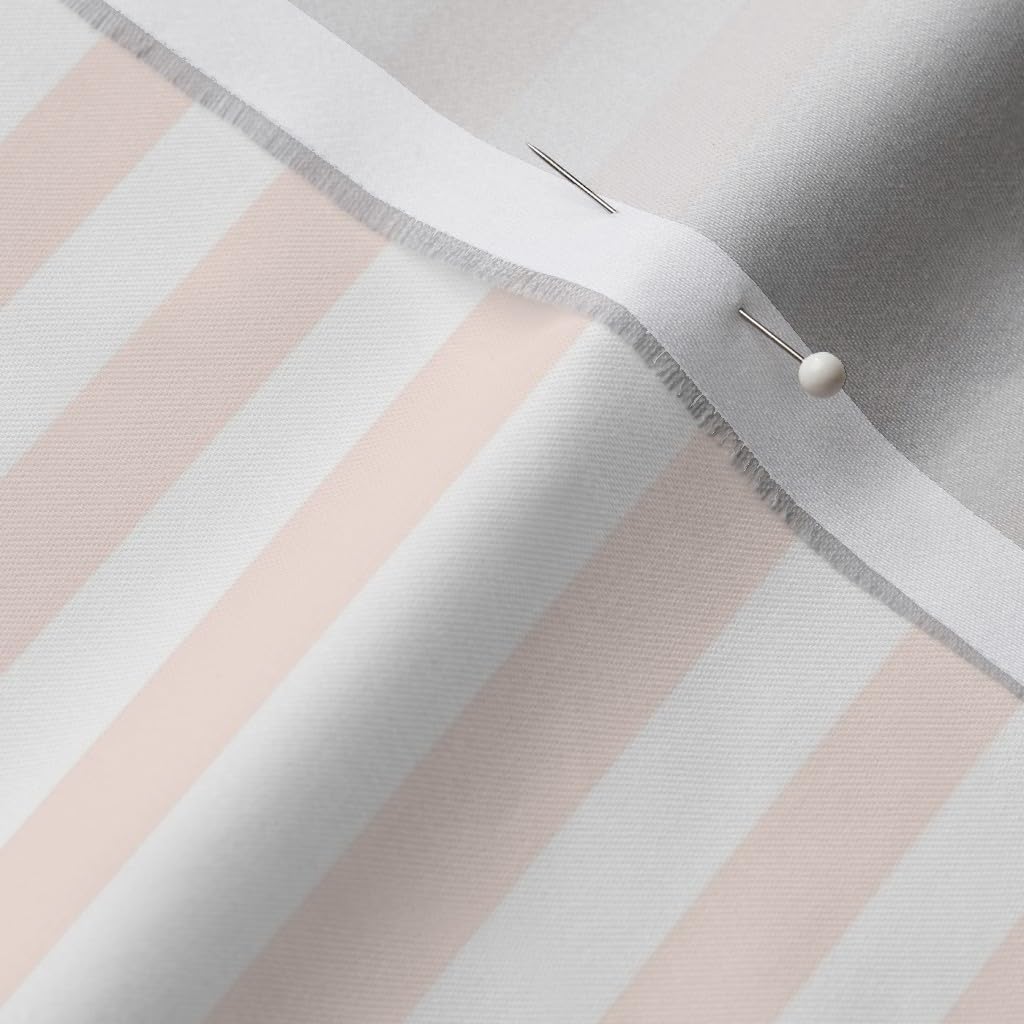 Spoonflower Fabric - Pink White Stripes Retro Geometric Printed on Organic Cotton Sateen Fabric by The Yard - Sewing Quilting Apparel Home Decor