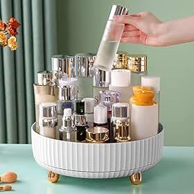 Organizador Maquiagem, Organizador de Maquiagem e Perfume, Rotação de 360 Graus, Estilo Minimalista, Organizador de Maquiagem Giratorio, Branco