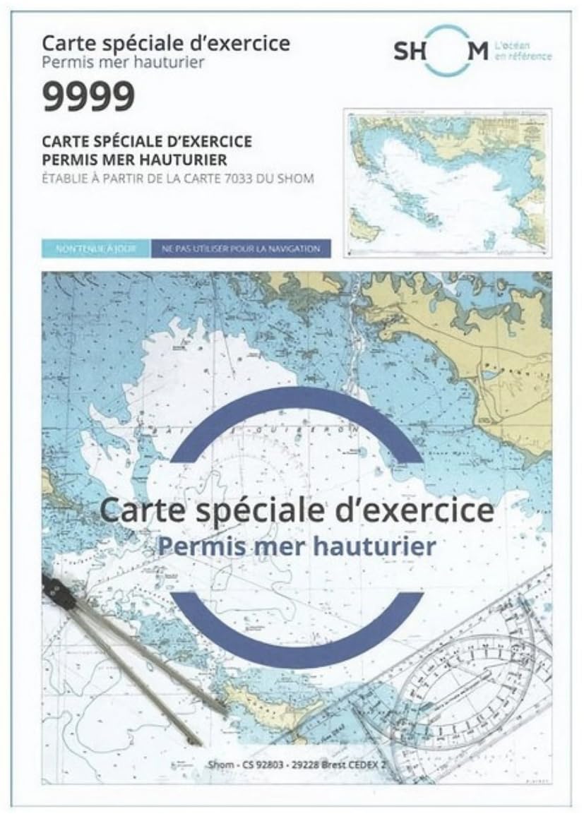 Pack permis Plaisance hauturier - Règle Cras + Compas Laiton + Carte SHOM 9999 - Kit Officiel pour Candidat au Permis Mer Hauturier