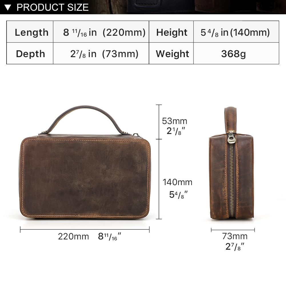 CONTACTS Bolsa de tabaco de cuero con soporte, funda de viaje con capacidad de 2 tubos, accesorios para pipas de fumar, organizador con correa de mano desmontable