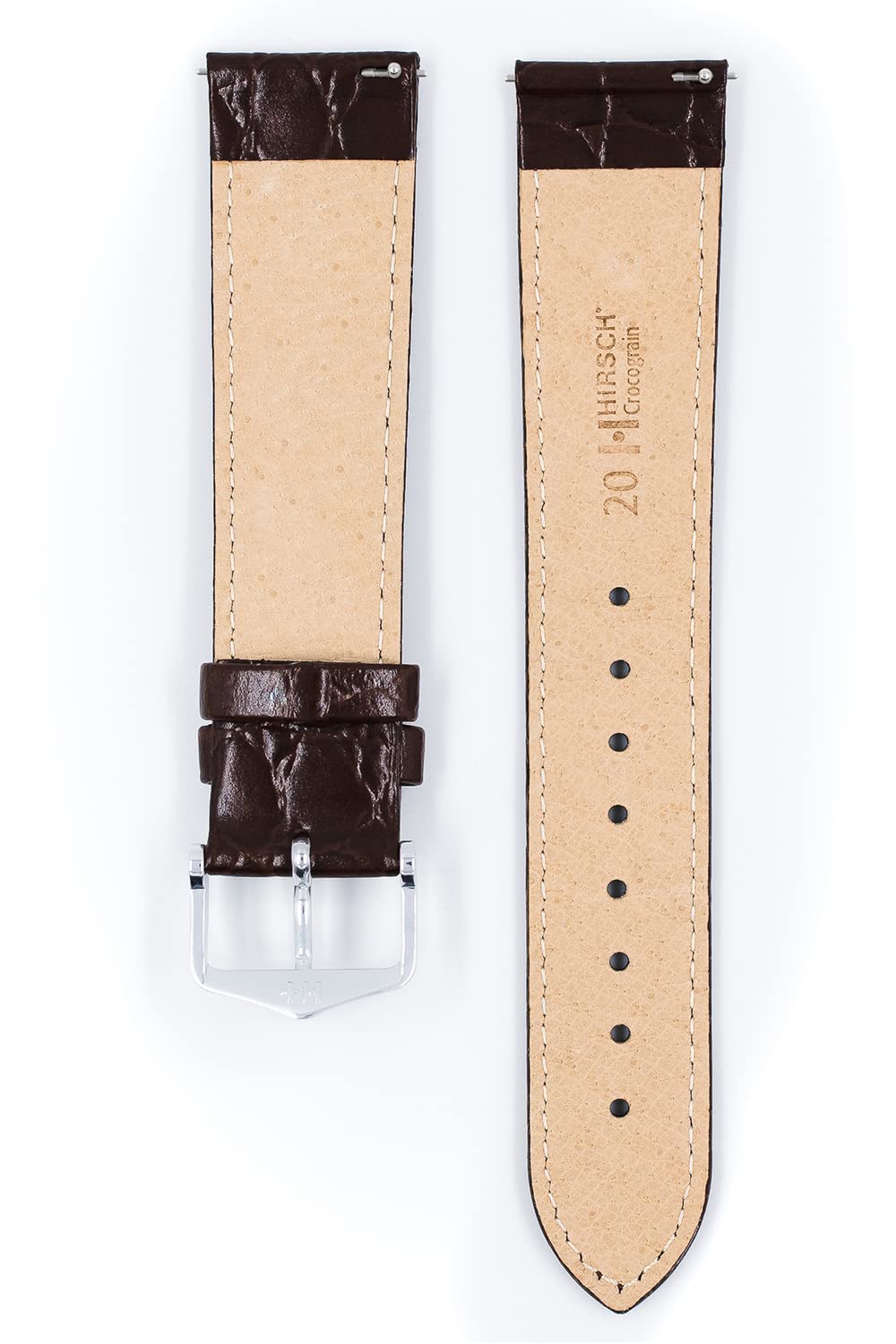 Bracelet de montre HIRSCH Crocograin - Bracelet de montre en cuir de veau brillant avec motif crocodile
