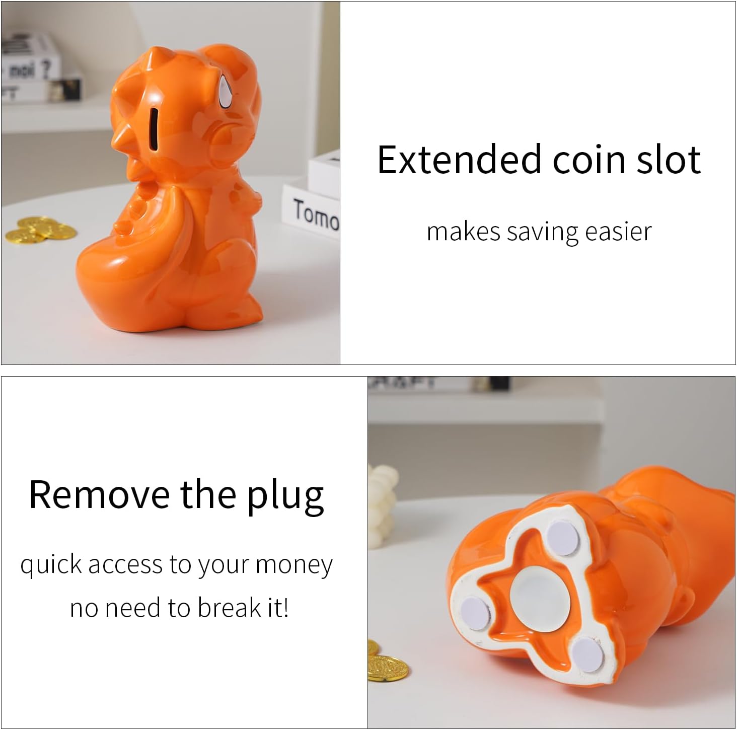 Ceramic Dinosaur Piggy Bank for Boys,Coin Bank,Money Bank,Coin Jar,alcancias de Dinero para adultos,Money Saving Box,Adults Personalized Piggy Bank for Girls,Dinosaur Room Decor for Boys