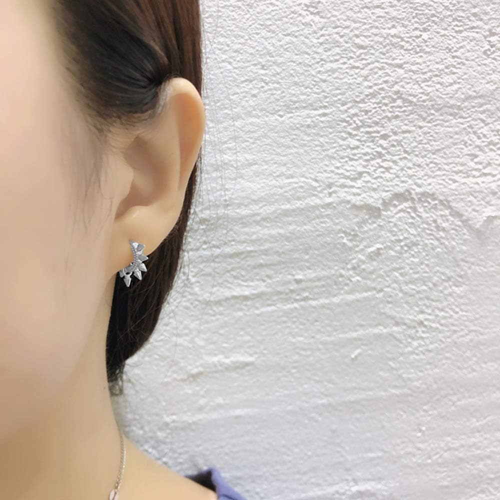 Mini Spike Small Hoop Earrings for Women Teen Girls 2nd Hole Cartilage S925 Sterling Silver Fashion Dainty Punk Tiny Tragus Cuff Huggie Hinged Sleeper Hoops Pierced Jewelry Gifts Birthday 7mm