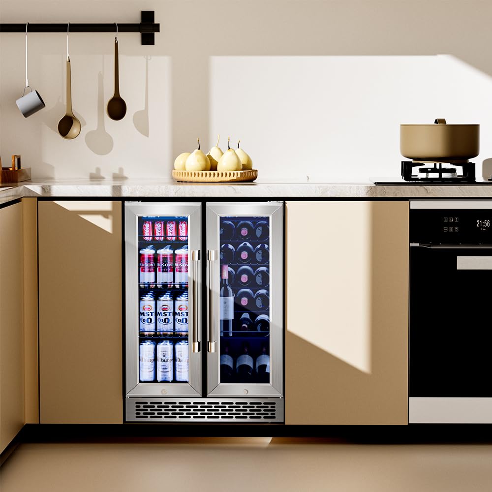 Zeytri Dual Zone Wine and Beverage Refrigerator with Glass Door