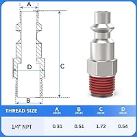 Vista 2 de ChillWaves Enchufe de aire industrial, enchufes neumáticos macho NPT de 1/4", accesorios para compresores de aire (paquete de 15)