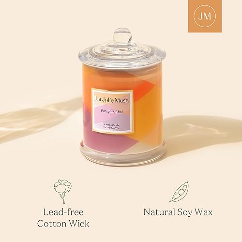 Miniatura 4 de LA JOLIE MUSE Velas de otoño, vela de calabaza, velas de calabaza Chai, velas de lujo para mujer, cera de soja natural, 75 horas de tiempo de