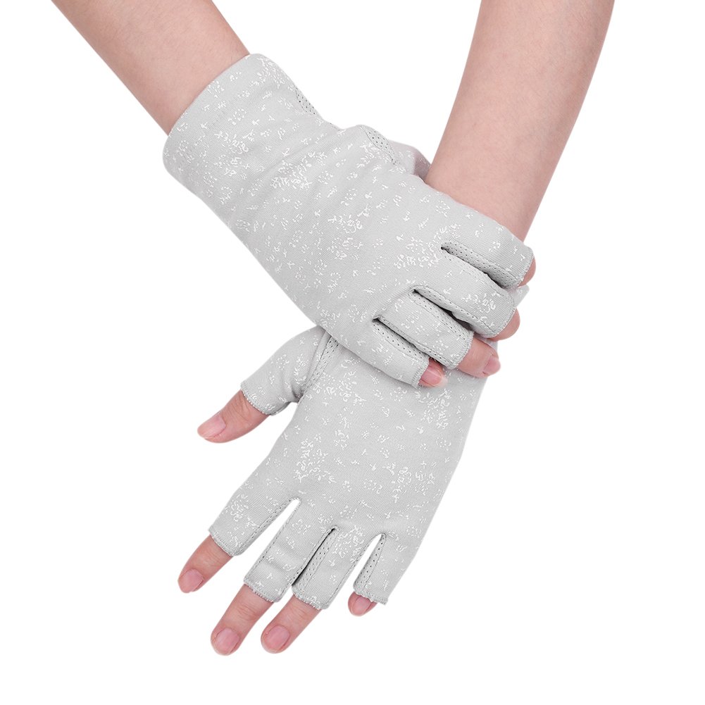 LONTG Gants Demi-Doigts Conduite Femme – Antidérapants Silicone, Coton Respirant, Anti-UV Été