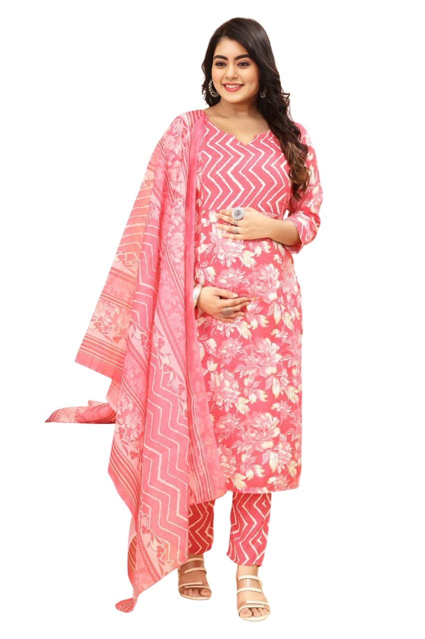 ASSUME FAB Women Maternity Kurta Set with Dupatta for Women | Nursing/Feeding Zip | Soft Rayon Ethnic Wear for Pregnancy & Postpartum-picture-16