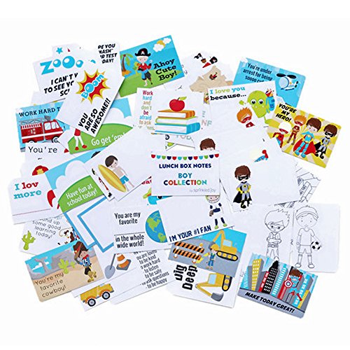 Sprinkled Joy 50 Designer Lunchbox Notes - Boy Theme (2X3 Inch)