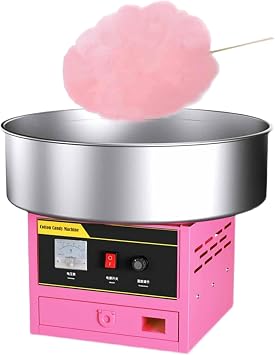 Cotton Candy Machine Commercial, 1200W Electric Cotton Candy Machine, Cotton Candy Maker with Stainless Steel Bowl, Sugar Scoop, Storage Drawer, for Birthday Party Pink