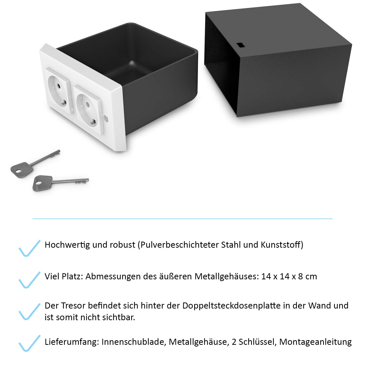 Caja fuerte para enchufes, compartimento secreto disfrazado como enchufe, caja fuerte incluye 2 llaves, caja fuerte de pared, mini caja fuerte, escondite secreto y escondite de dinero