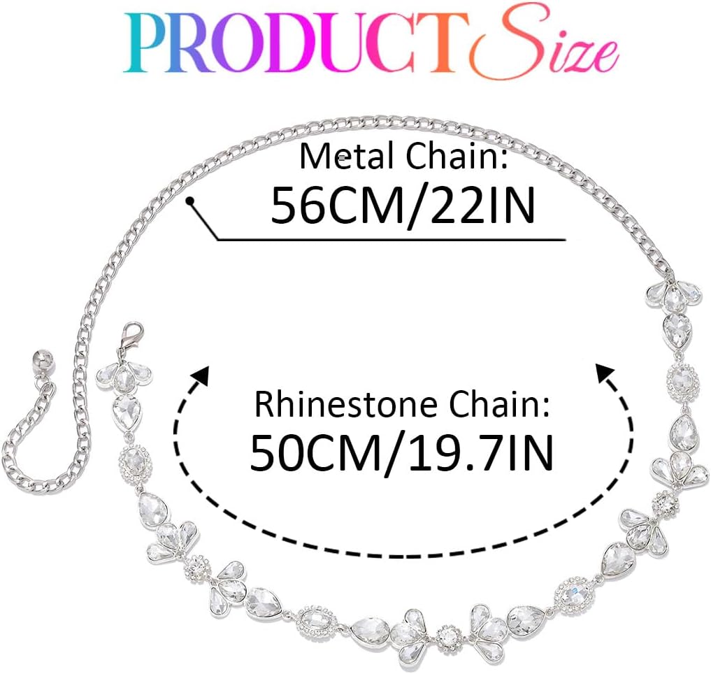COSYDAYS Silver Rhinestone Belt Sparkly Waist Chain Fashion Crystal Dress Belts for Women - Image 4