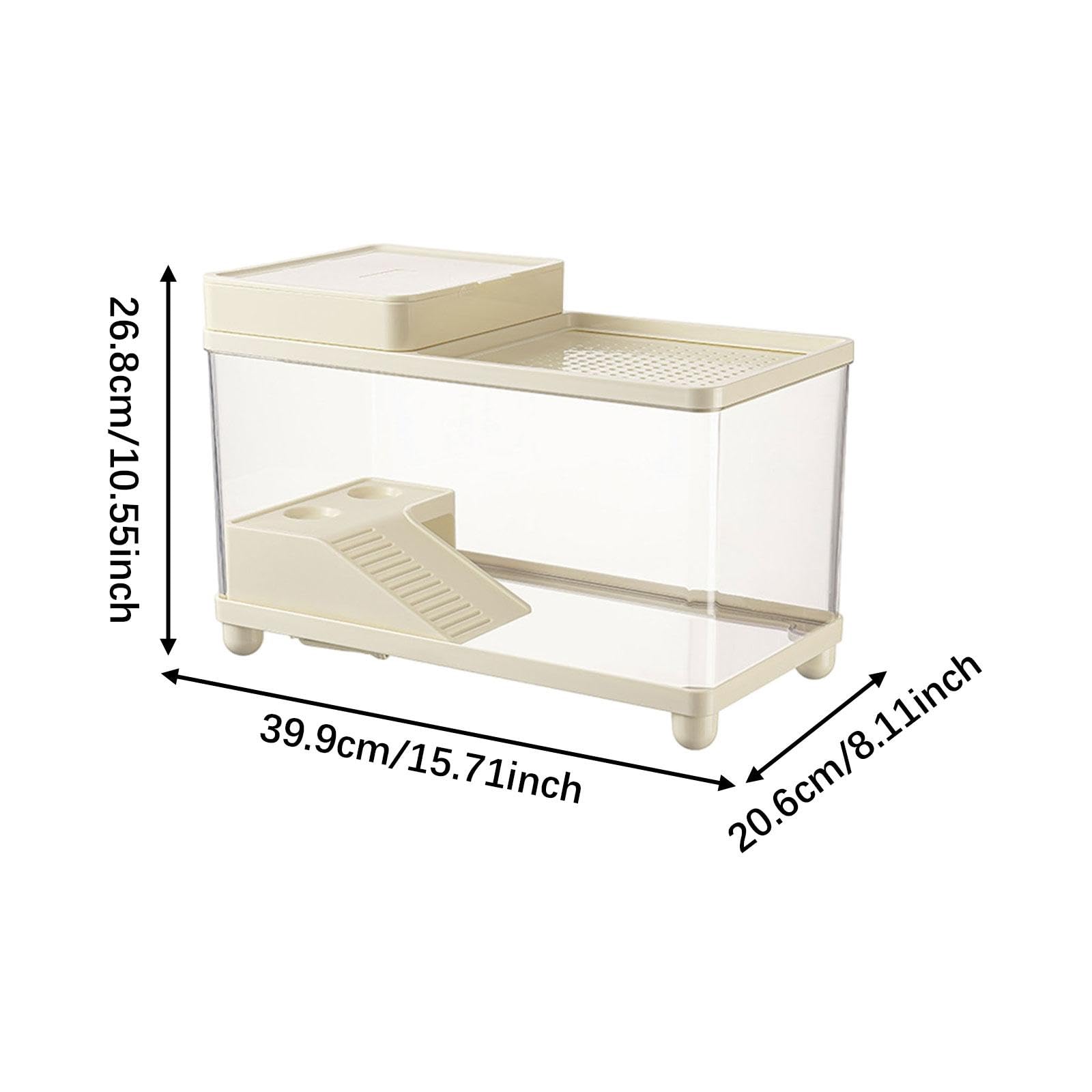 Fenteer Grande Vasca per Tartarughe, Vasca per La Riproduzione di Tartarughe, Acquario, Habitat per Tartarughe, per Piccole Tartarughe Rettili, 15,71 Pollici, Beige
