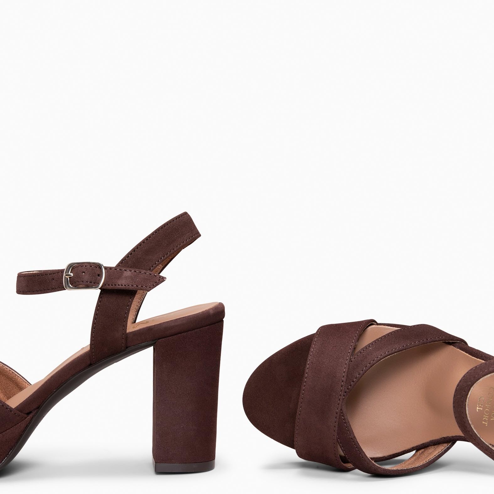 miMaO. Sandalias de Fiesta Cómodas en Piel con tacón y Plataforma. con Plantilla de Gel. Diseñado y Fabricado en España