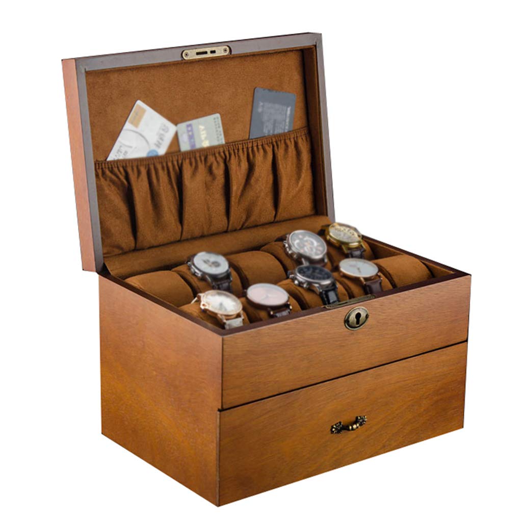 ANVLOJRIH 2 Tier Watch Box Display 20 Slot Jewellery Storage Case Showcase Organizer Lockable Metal Lock with Drawer